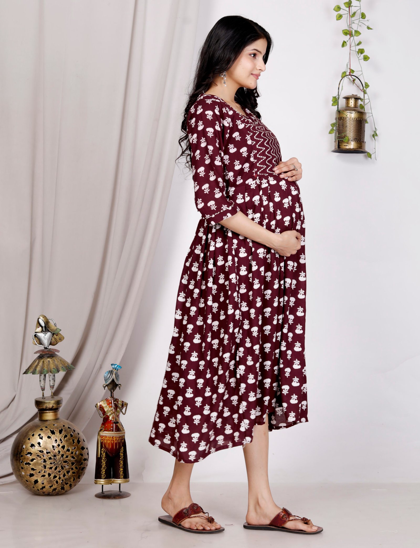 maroon printed maternity feeding kurti dress maroon printed maternity feeding kurti dress