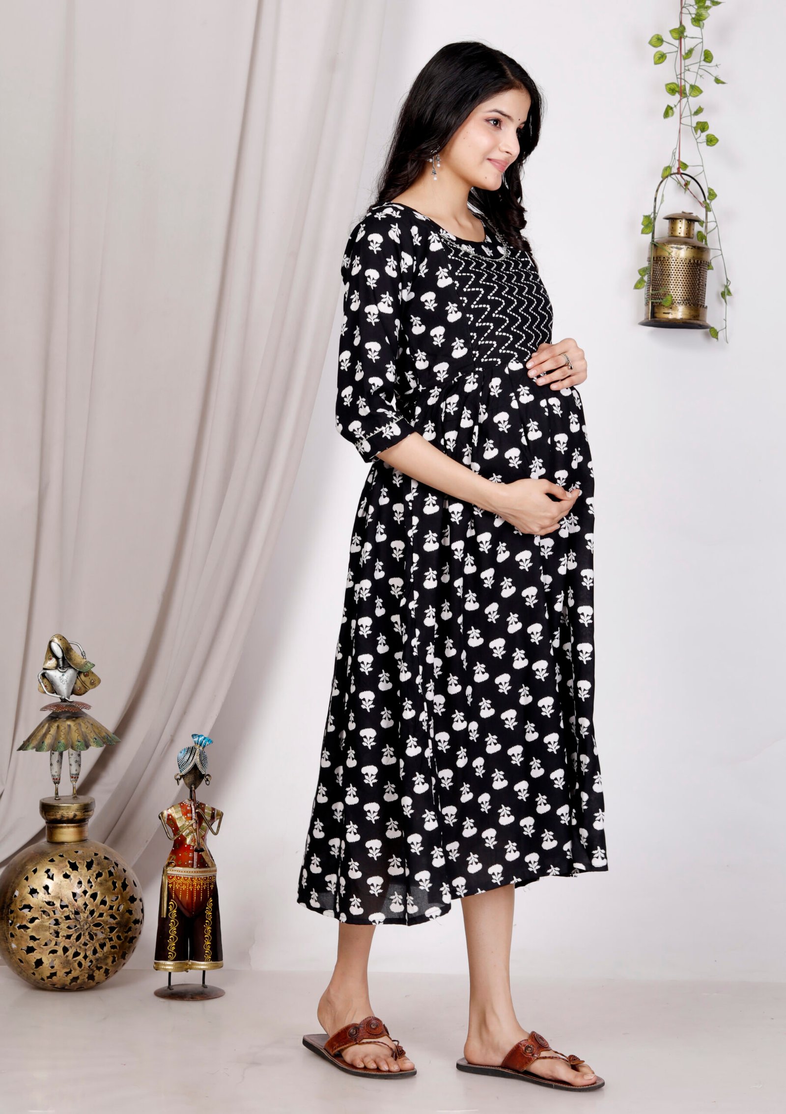 women black printed cotton kurti dress|feeding friendly daily wear women black printed cotton kurti dress|feeding friendly daily wear