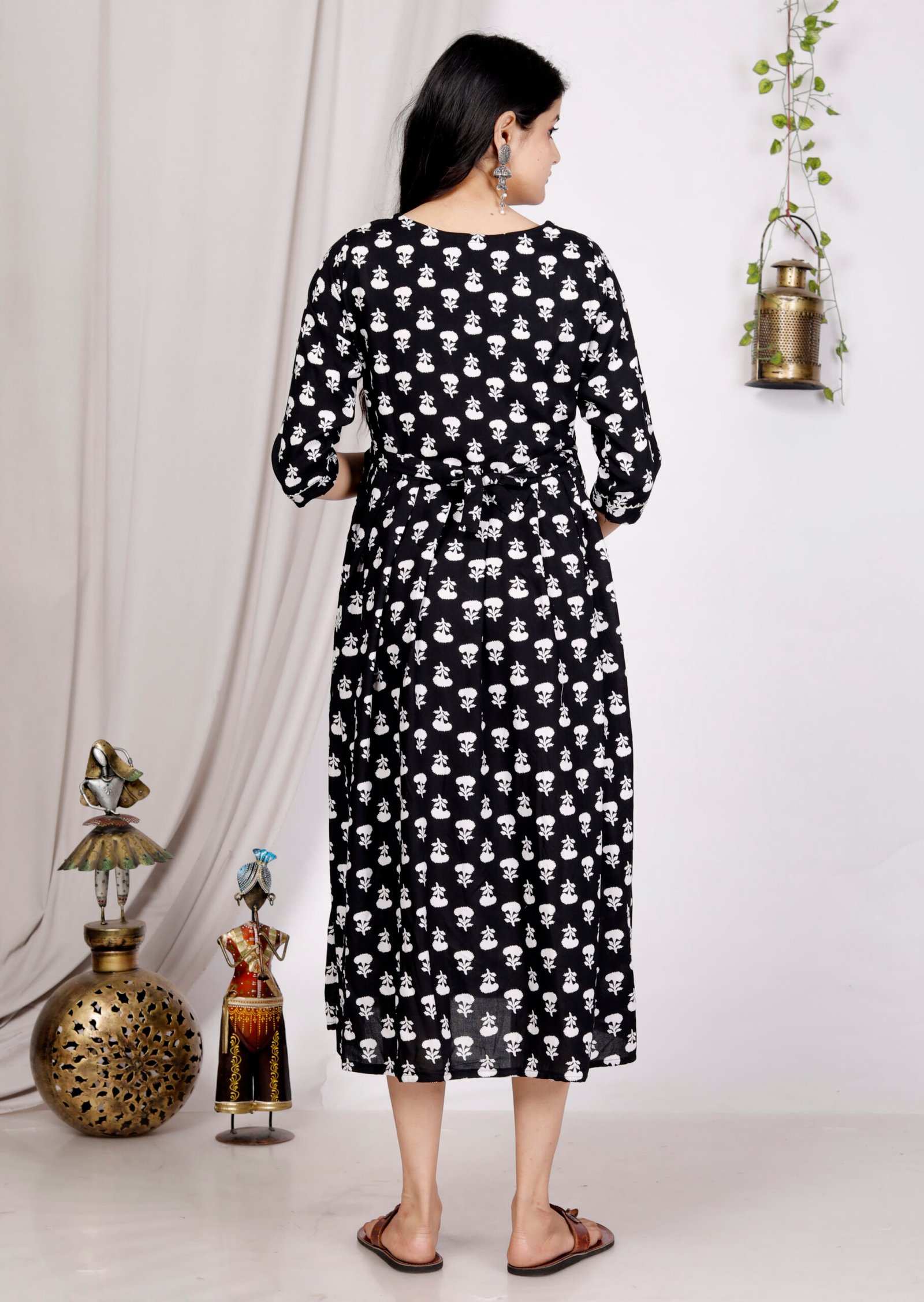 women black printed cotton kurti dress|feeding friendly daily wear women black printed cotton kurti dress|feeding friendly daily wear