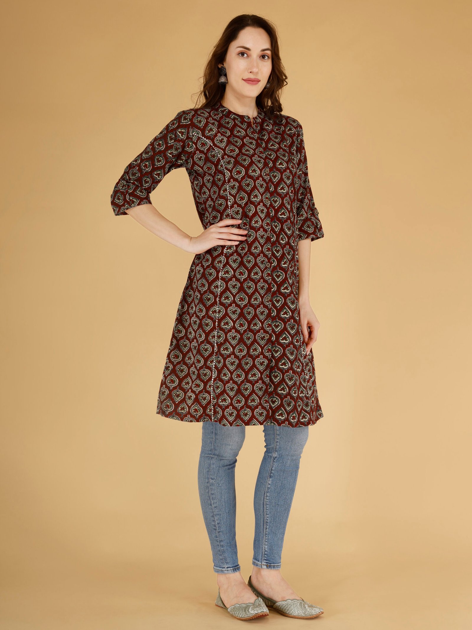 women’s maroon printed cotton kurti – stylish ethnic wear women’s maroon printed cotton kurti – stylish ethnic wear