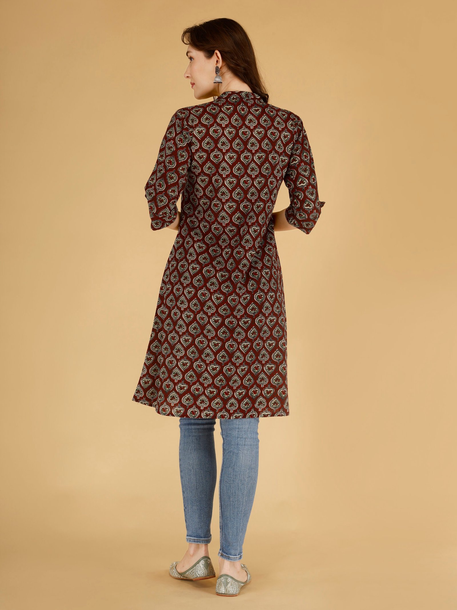 women’s maroon printed cotton kurti – stylish ethnic wear women’s maroon printed cotton kurti – stylish ethnic wear