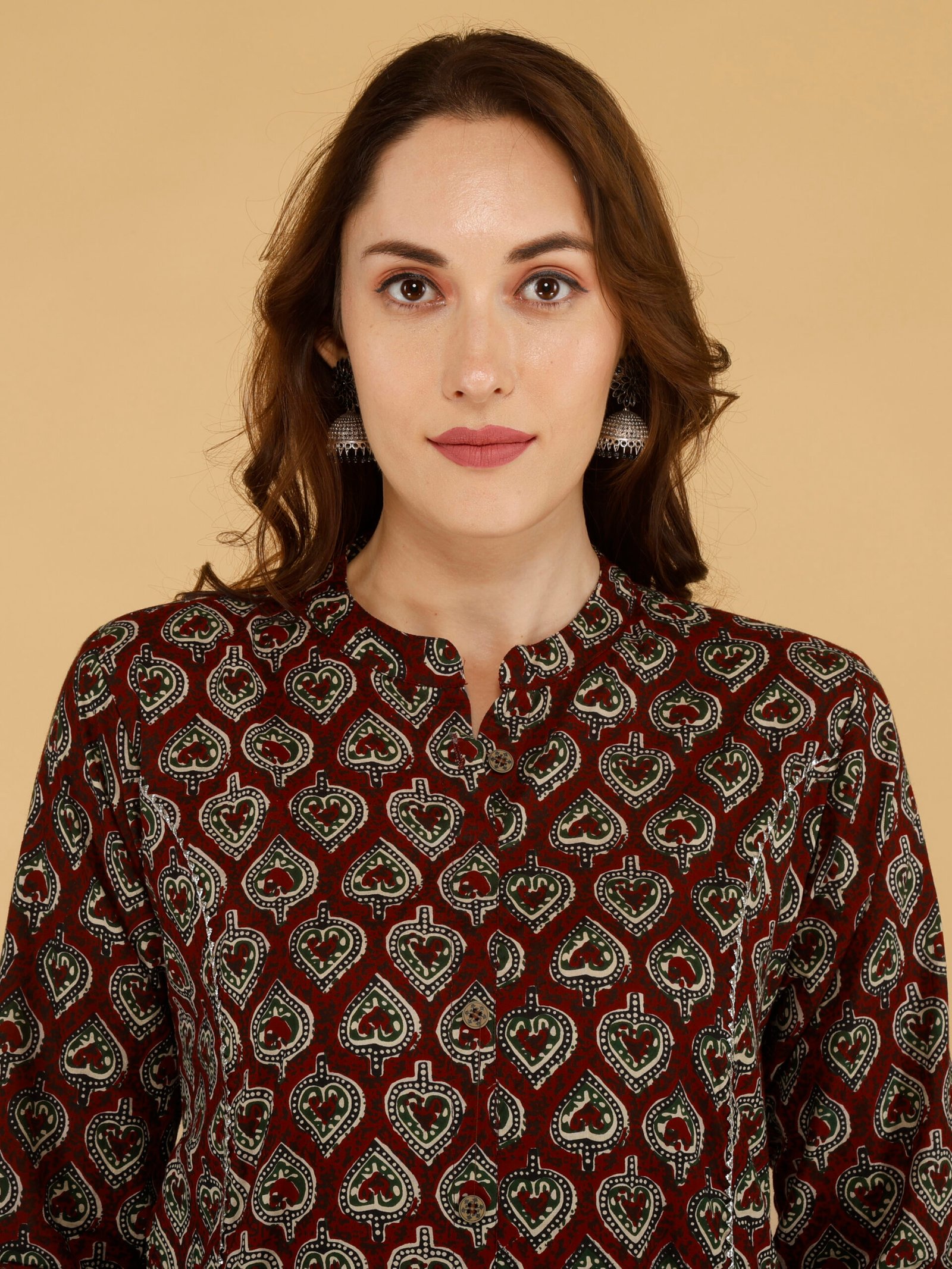 women’s maroon printed cotton kurti – stylish ethnic wear Women’s Maroon Printed Kurti