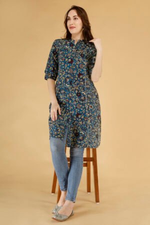 Women’s Blue Floral Printed Kurti