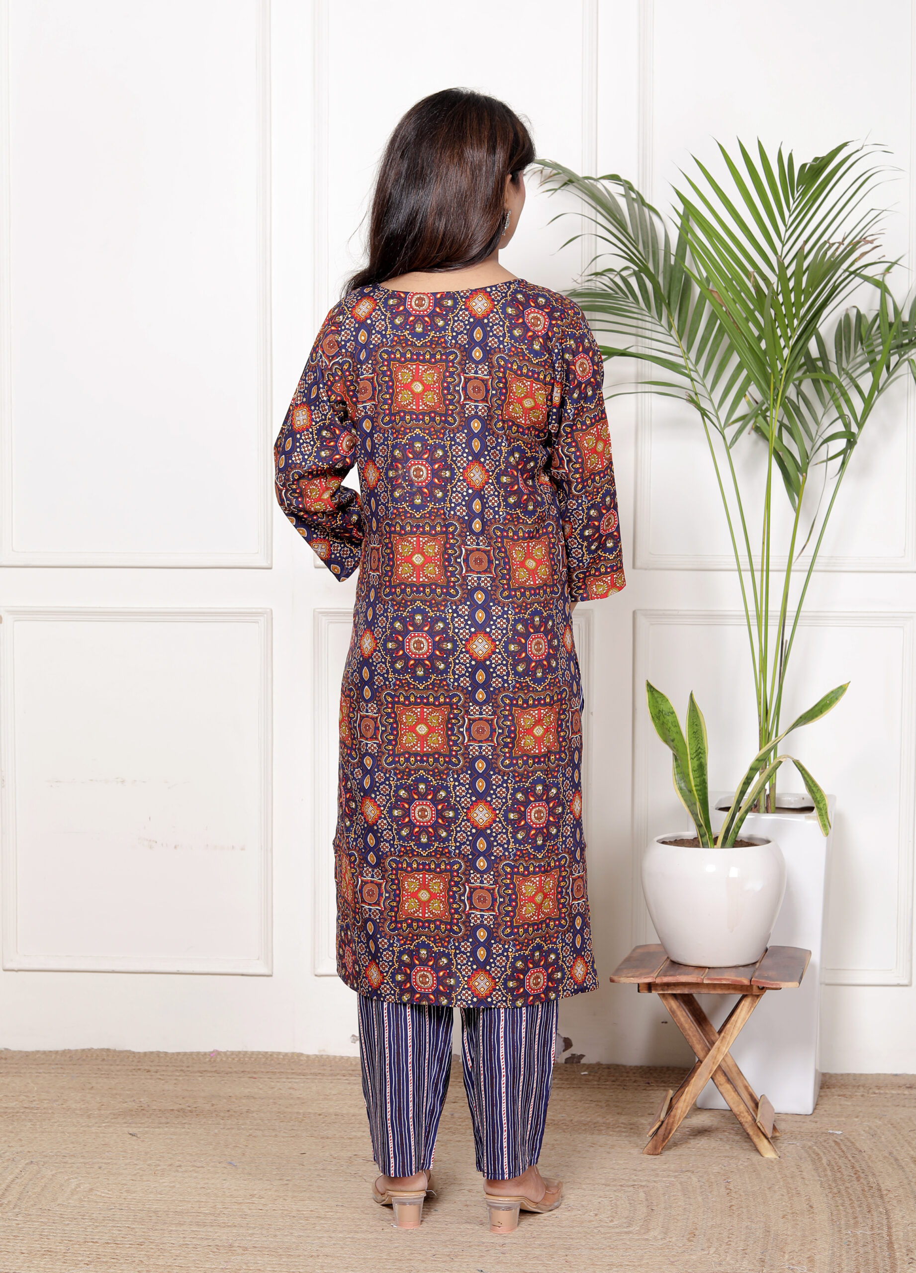 cotton kurta set women navy blue printed ethnic wear cotton kurta set women navy blue printed ethnic wear
