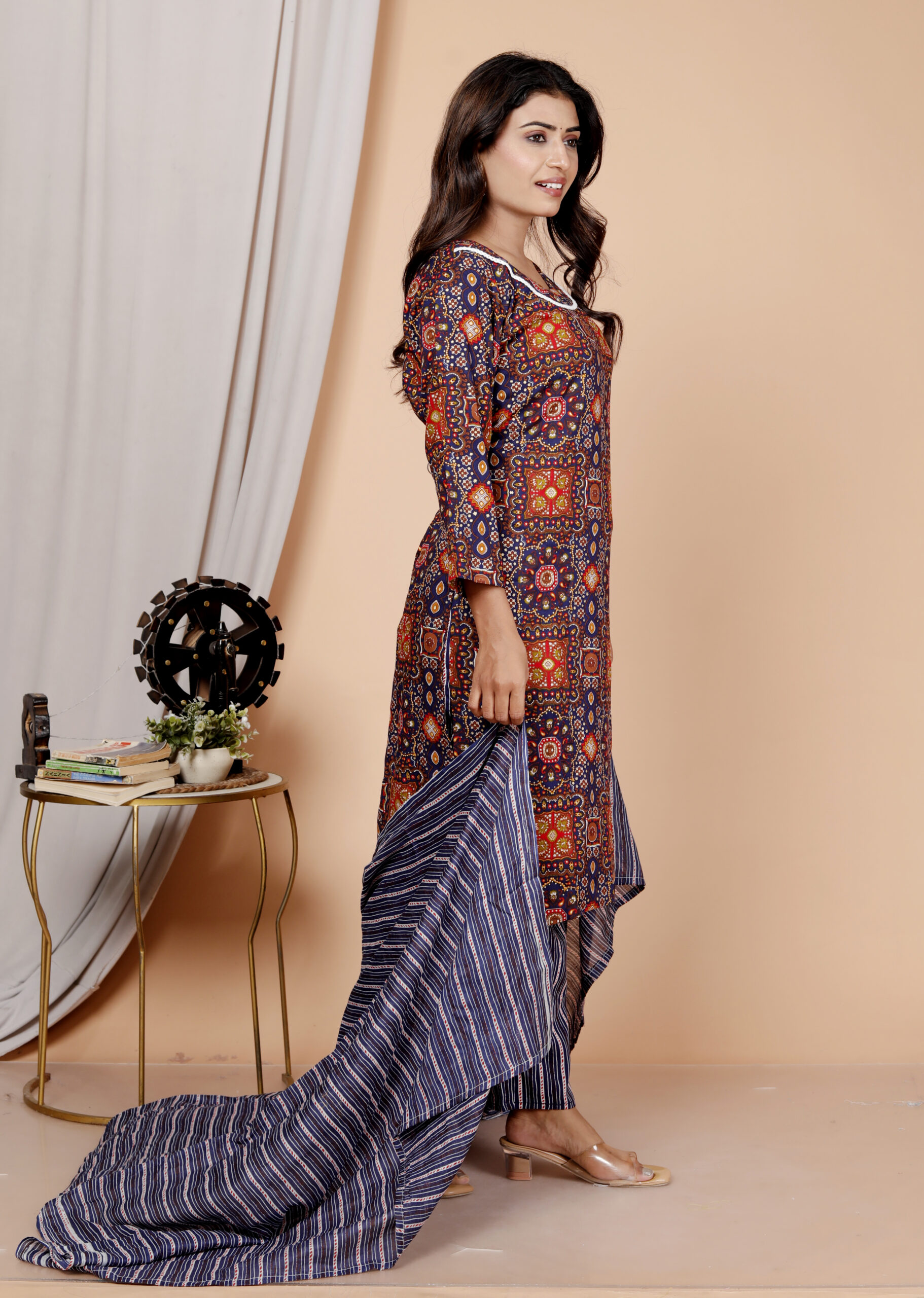 cotton kurta set women navy blue printed ethnic wear cotton kurta set women navy blue printed ethnic wear