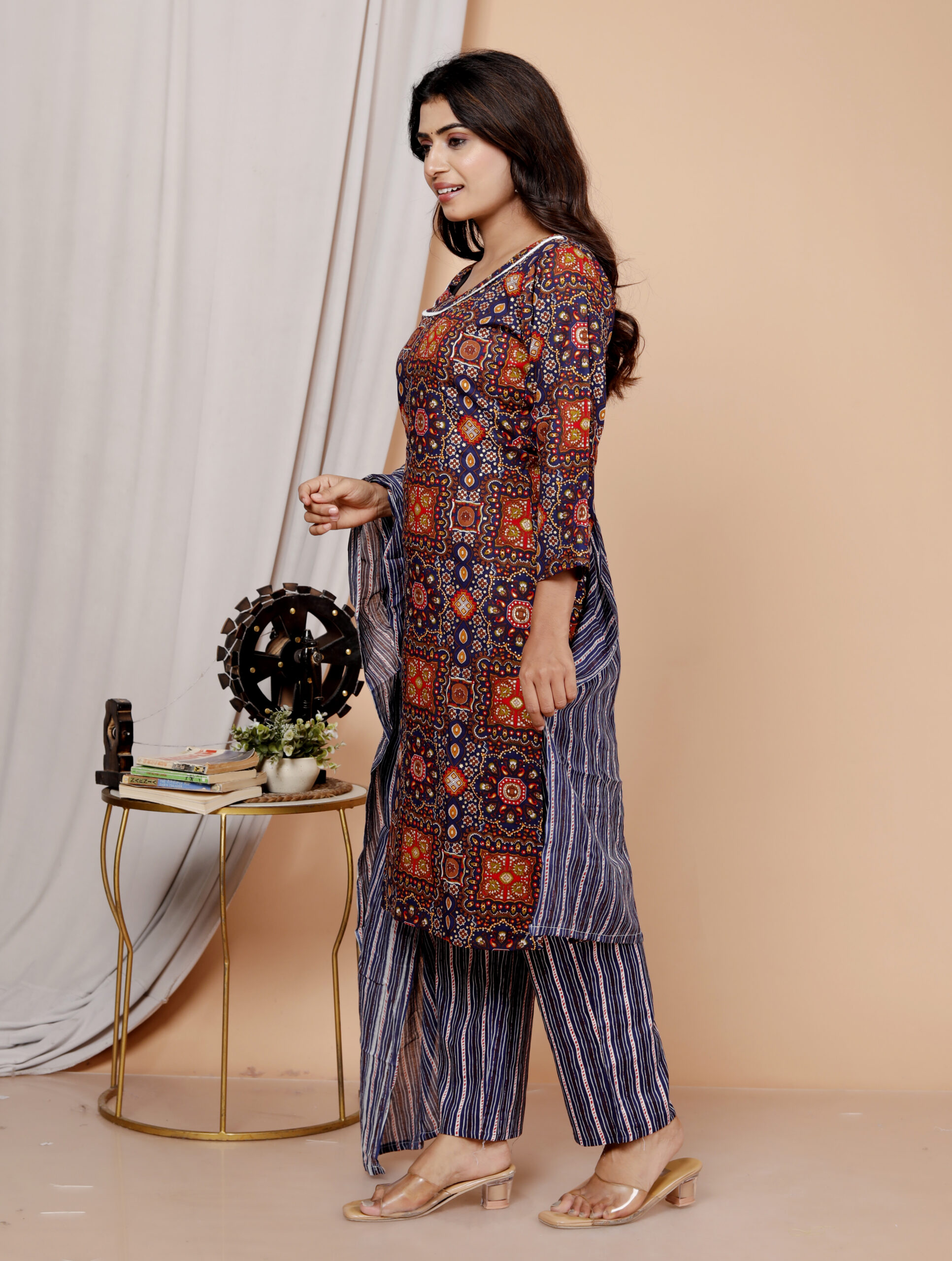 cotton kurta set women navy blue printed ethnic wear cotton kurta set women navy blue printed ethnic wear